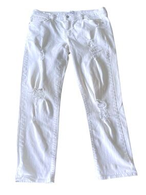 Just Black White Distressed Mid-Rise Boyfriend Ankle Jeans (30x28)